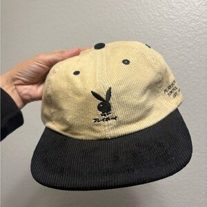 Playboy Beige and Black Corduroy Cap